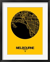 Framed Melbourne Street Map Yellow