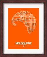 Framed Melbourne Street Map Orange