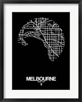 Framed Melbourne Street Map Black