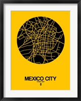 Framed Mexico City Street Map Yellow