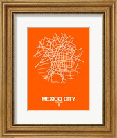 Framed Mexico City Street Map Orange