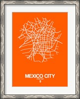 Framed Mexico City Street Map Orange