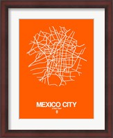 Framed Mexico City Street Map Orange
