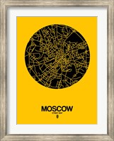 Framed Moscow Street Map Yellow