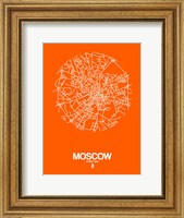 Framed Moscow Street Map Orange