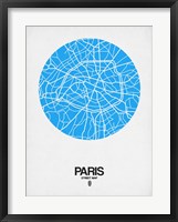 Framed Paris Street Map Blue