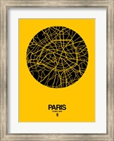Framed Paris Street Map Yellow