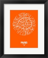 Framed Paris Street Map Orange