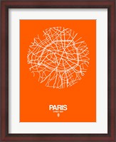 Framed Paris Street Map Orange