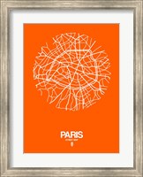 Framed Paris Street Map Orange