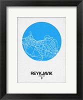 Framed Reykjavik Street Map Blue
