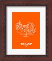 Framed Reykjavik Street Map Orange