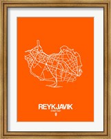 Framed Reykjavik Street Map Orange