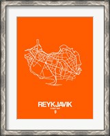 Framed Reykjavik Street Map Orange