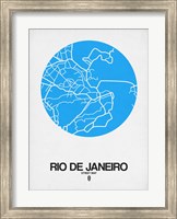 Framed Rio de Janeiro Street Map Blue