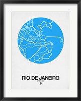 Framed Rio de Janeiro Street Map Blue
