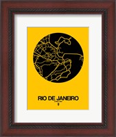 Framed Rio de Janeiro Street Map Yellow