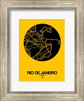 Framed Rio de Janeiro Street Map Yellow