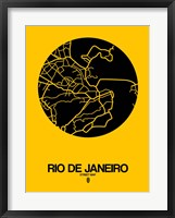 Framed Rio de Janeiro Street Map Yellow