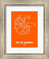 Framed Rio de Janeiro Street Map Orange