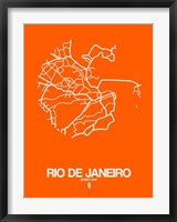 Framed Rio de Janeiro Street Map Orange