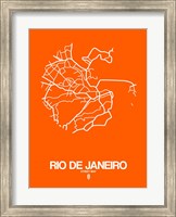 Framed Rio de Janeiro Street Map Orange