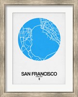 Framed San Francisco Street Map Blue