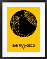 Framed San Francisco Street Map Yellow