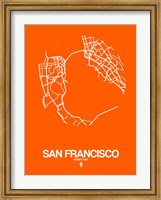 Framed San Francisco Street Map Orange