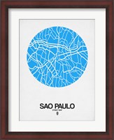Framed Sao Paulo Street Map Blue