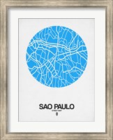 Framed Sao Paulo Street Map Blue