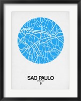 Framed Sao Paulo Street Map Blue