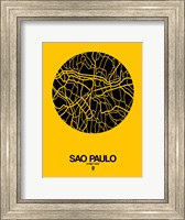 Framed Sao Paulo Street Map Yellow