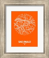 Framed Sao Paulo Street Map Orange