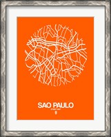 Framed Sao Paulo Street Map Orange