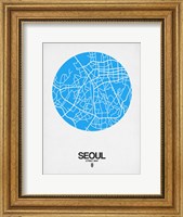 Framed Seoul Street Map Blue