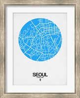 Framed Seoul Street Map Blue