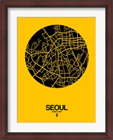 Framed Seoul Street Map Yellow