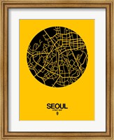 Framed Seoul Street Map Yellow