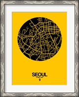 Framed Seoul Street Map Yellow