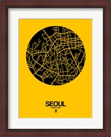 Framed Seoul Street Map Yellow