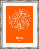 Framed Seoul Street Map Orange
