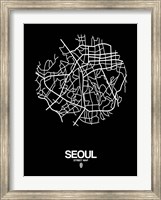 Framed Seoul Street Map Black