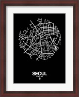 Framed Seoul Street Map Black