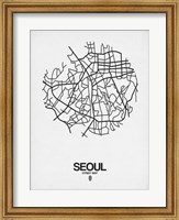 Framed Seoul Street Map White