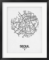 Framed Seoul Street Map White