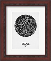 Framed Seoul Street Map Black on White