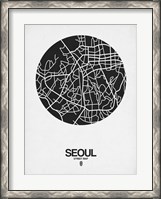 Framed Seoul Street Map Black on White