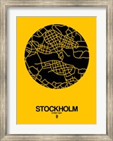 Framed Stockholm Street Map Yellow