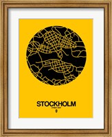 Framed Stockholm Street Map Yellow